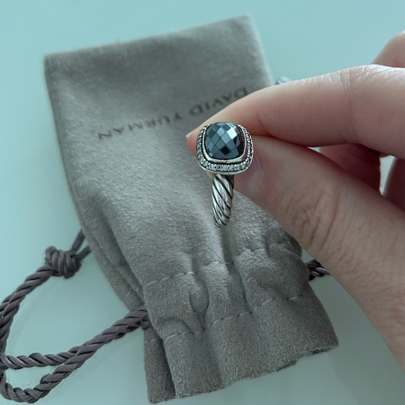 David Yurman Sterling Silver Diamond Black Onyx 10mm Noblesse Ring Size 7 - Picture 10 of 11